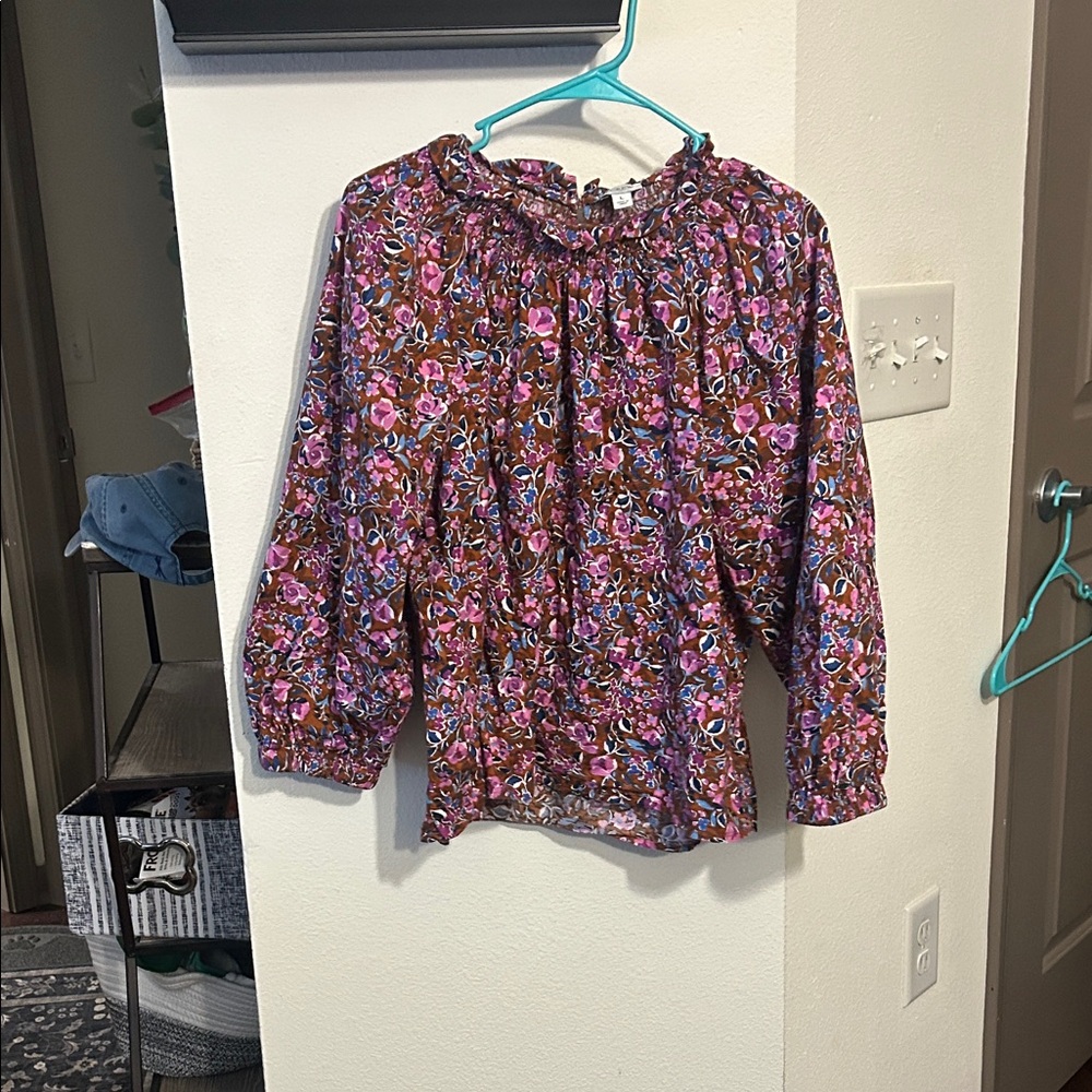 J Crew Floral Smocked Blouse - Picture 2 of 3